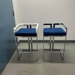 Inspired Home Ishmael Velvet Bar Stool/Counter Stool, Navy/Chrome