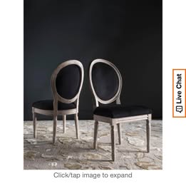 Safavieh Holloway Oval Velvet Chair in Black/Rustic Grey Finish