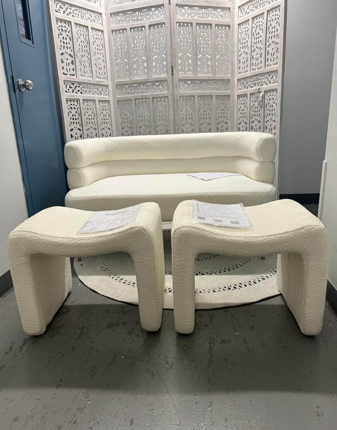 Ottoman Stool - Hafizur 21.65'' Upholstered Ottoman Simple Chair (Set of 2)